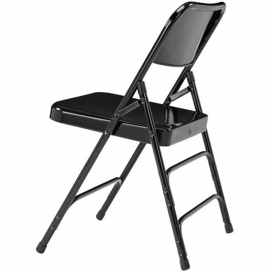 National Public Seating 300 Series All-Steel Folding Chair - Powder Coated Frame Color - Tubular Steel Frame Material - Four-legged Base - Black - Steel, Polypropylene - 4 / Carton