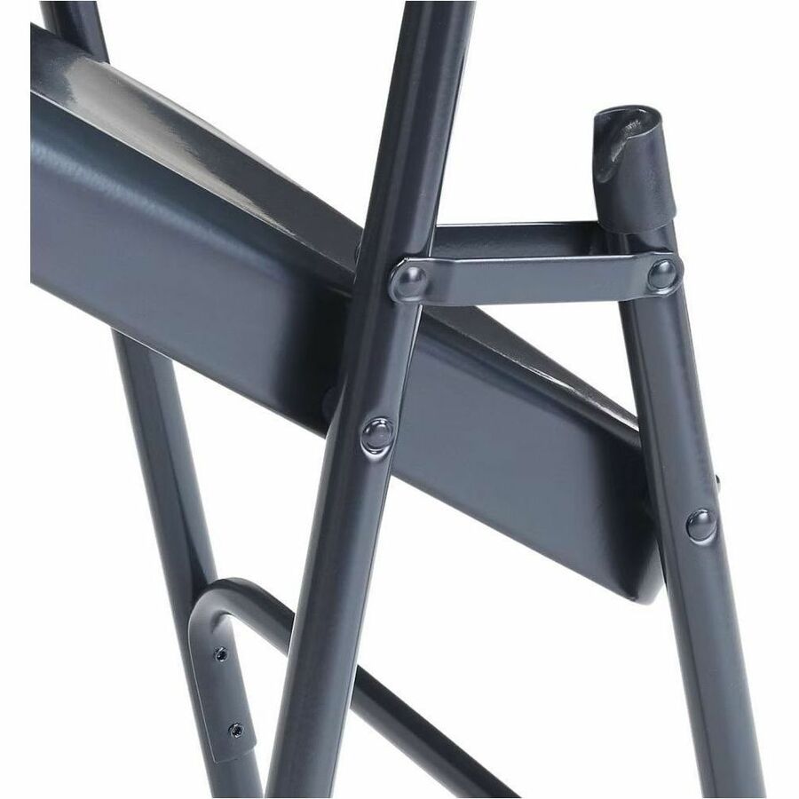 National Public Seating 300 Series All-Steel Folding Chair - Powder Coated Frame Color - Tubular Steel Frame Material - Four-legged Base - Blue - Steel, Polypropylene - 4 / Carton