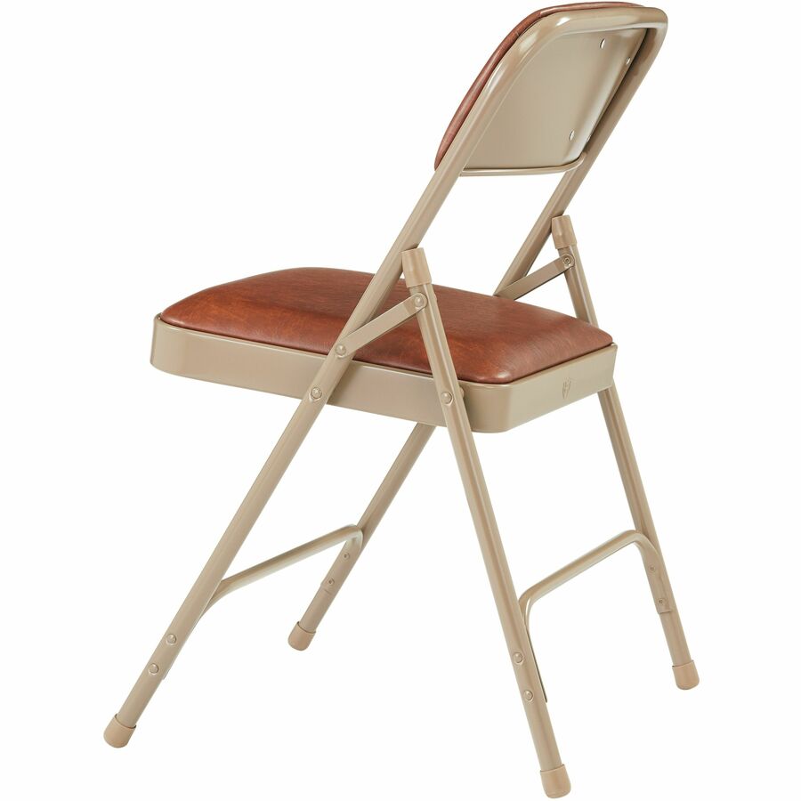 National Public Seating 1200 Series Upholstered Folding Chair - Honey Brown Seat Color - Vinyl, Foam Seat Material - Honey Brown Back Color - Vinyl Back Material - Beige Frame Color - Tubular Steel Frame Material - Honey Brown - Vinyl, Polypropylene - 4 /