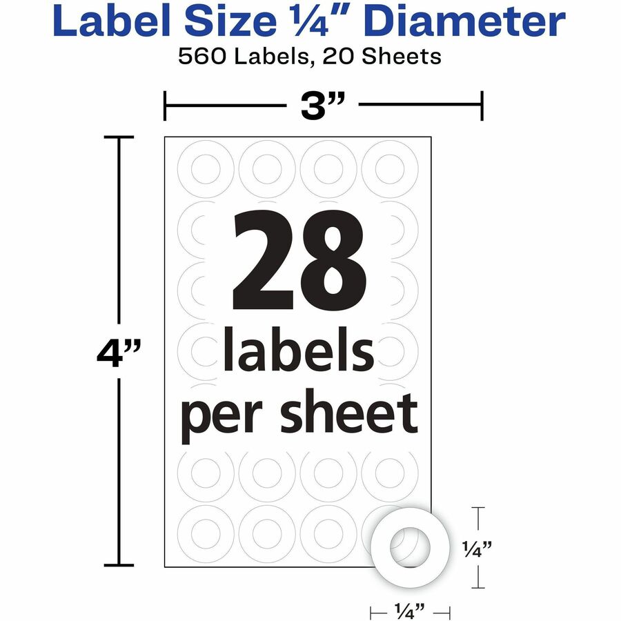 0.25" Diameter Avery Permanent Reinforcement Label Polyvinyl 560 / Pack 