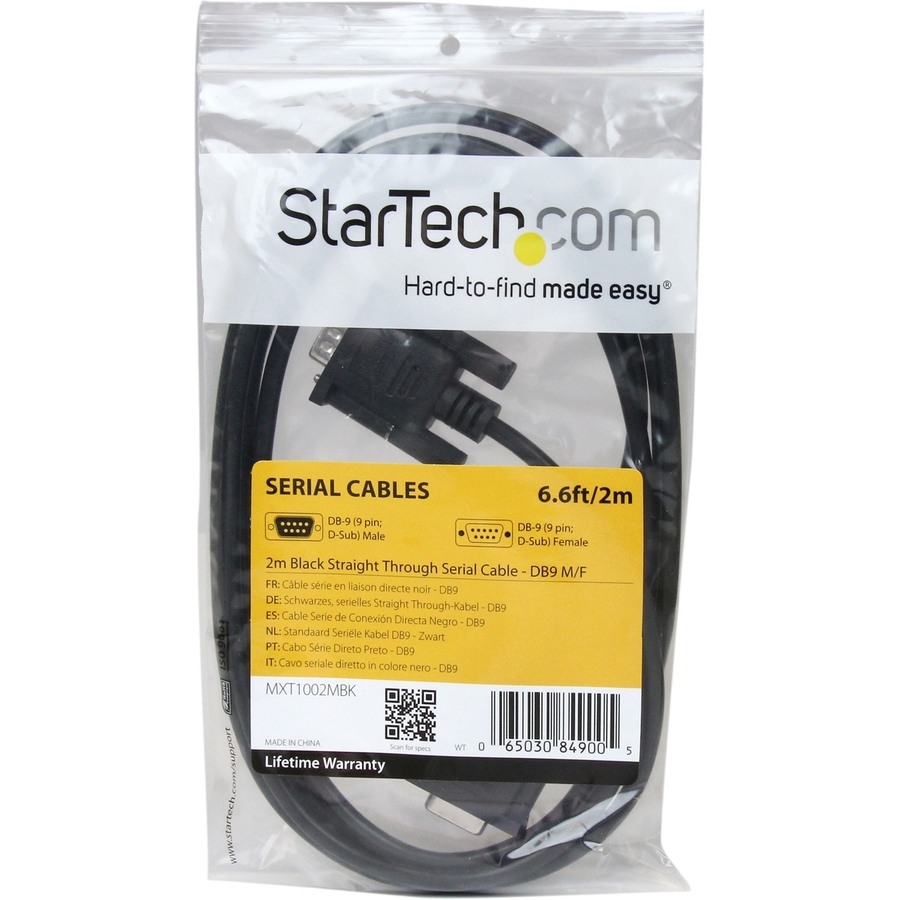 StarTech.com 2m Black Straight Through DB9 RS232 Serial Cable - M/F - 1 ...