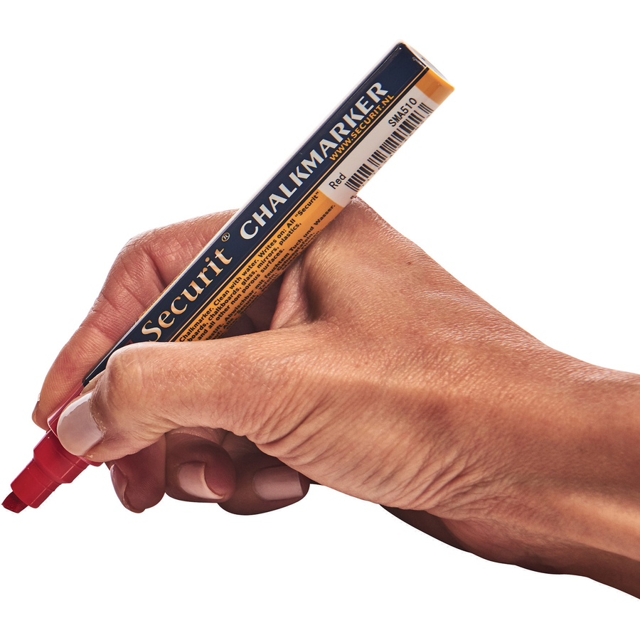Deflecto Wet Erase Markers - Chisel Marker Point Style - Green, Red, Blue, Yellow Liquid Ink - 1 / Pack