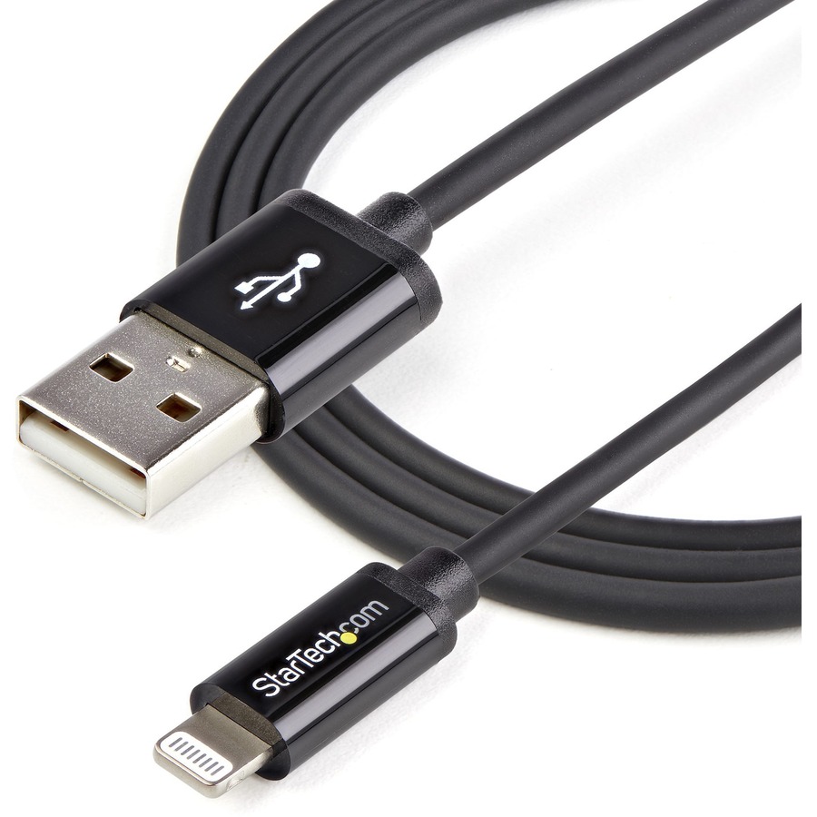 StarTech 1m (3ft) Black Apple&reg; 8-pin Lightning Connector to USB Cable for iPhone / iPod / iPad