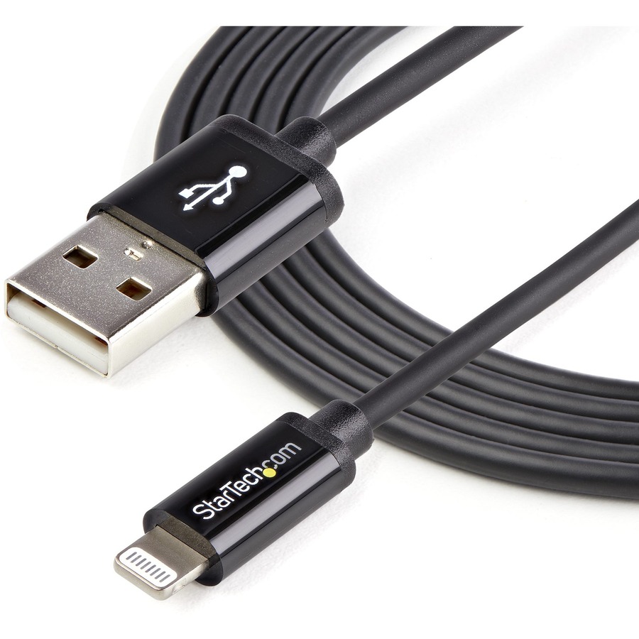 StarTech 2m (6ft) Long Black Apple&reg; 8-pin Lightning Connector to USB Cable for iPhone / iPod / iPad