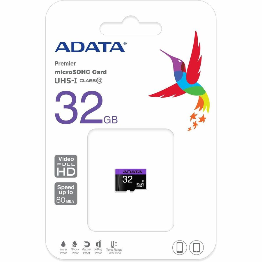Adata Premier 32 GB Class 10/UHS-I microSDHC - 80 MB/s Read - 10 MB/s Write - Lifetime Warranty