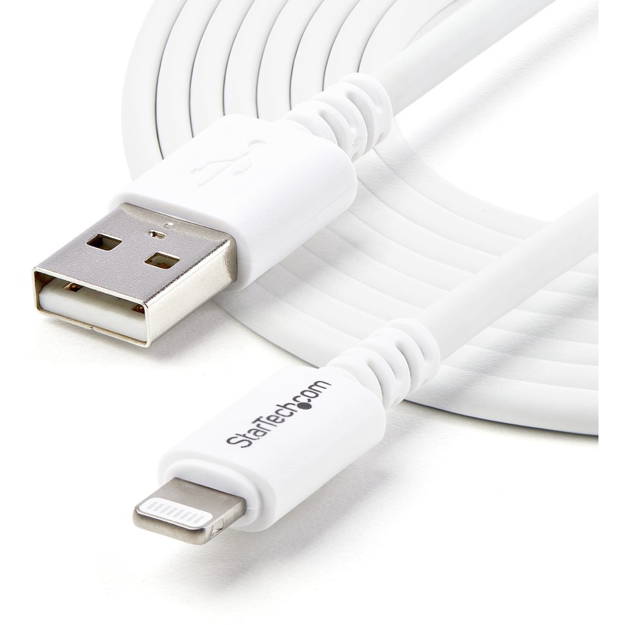 StarTech.com 3m (10ft) Long White Apple® 8-pin Lightning Connector to USB Cable for iPhone / iPod / iPad - Charge and Sync your Apple® Lightning-equipped devices over longer distances - Lightning Cable - iPhone 5 Cable - Long Lightning to USB Cabl - AV Cables - STCUSBLT3MW