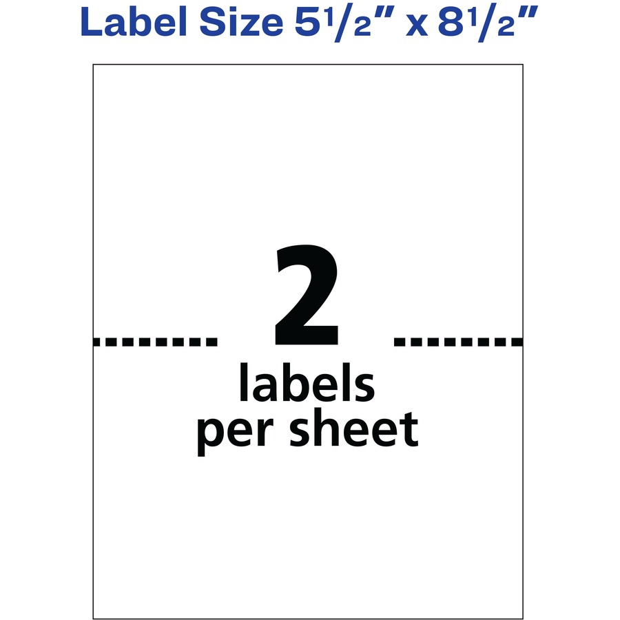 Avery® TrueBlock Shipping Label - 5 1/2" Width x 8 1/2" Length - Permanent Adhesive - Rectangle - Laser - White - Paper - 2 / Sheet - 250 Total Sheets - 500 Total Label(s) - 500 / Pack