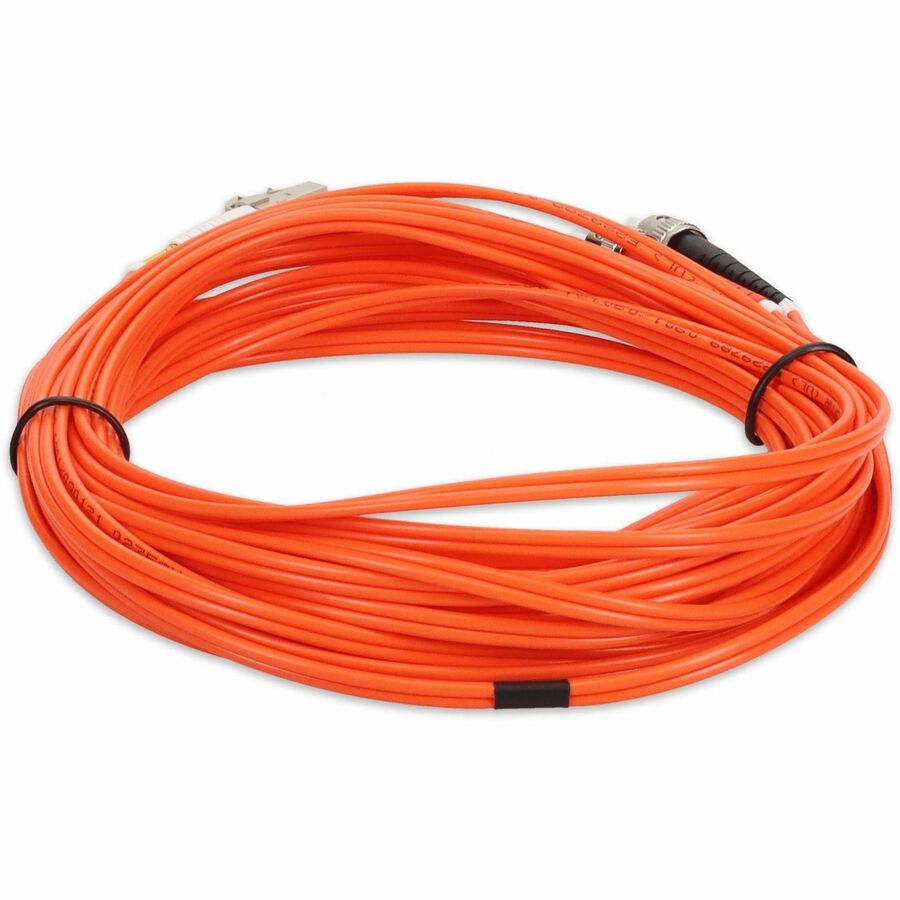 Orange 10 m OM1 duplex fiber patch cable with ST connector on one end and LC connector on the other, OFNR riser-rated — alternate view 3
