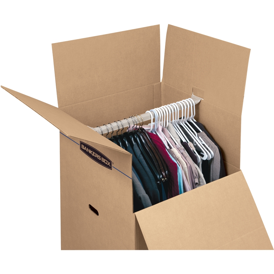 Fellowes SmoothMove Wardrobe Box, Large - Internal Dimensions: 24" Width x 24" Depth x 40" Height - External Dimensions: 24.4" Width x 24.4" Depth x 40.3" Height - Kraft, Green - For Apparel - Recycled - 3 / Carton