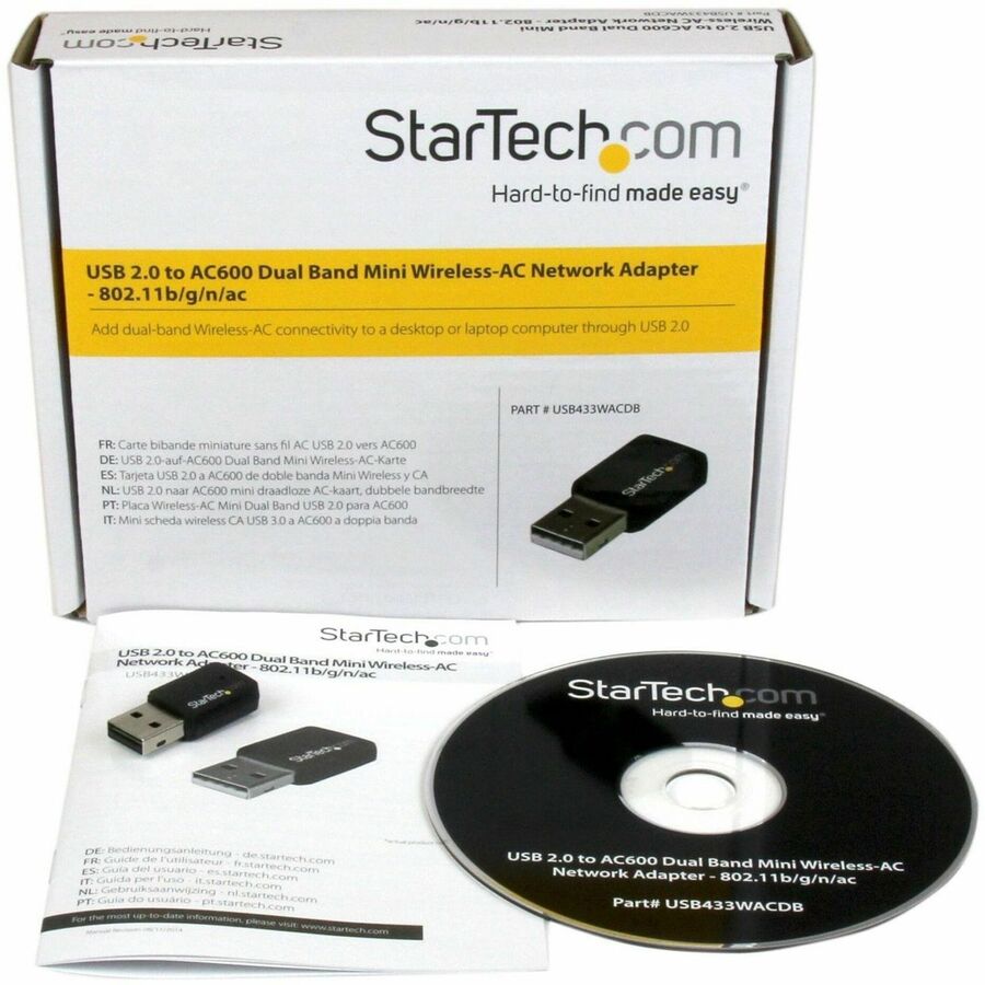 StarTech USB 2.0 AC600 Mini Dual Band Wireless-AC Network Adapter - 1T1R 802.11ac WiFi Adapter