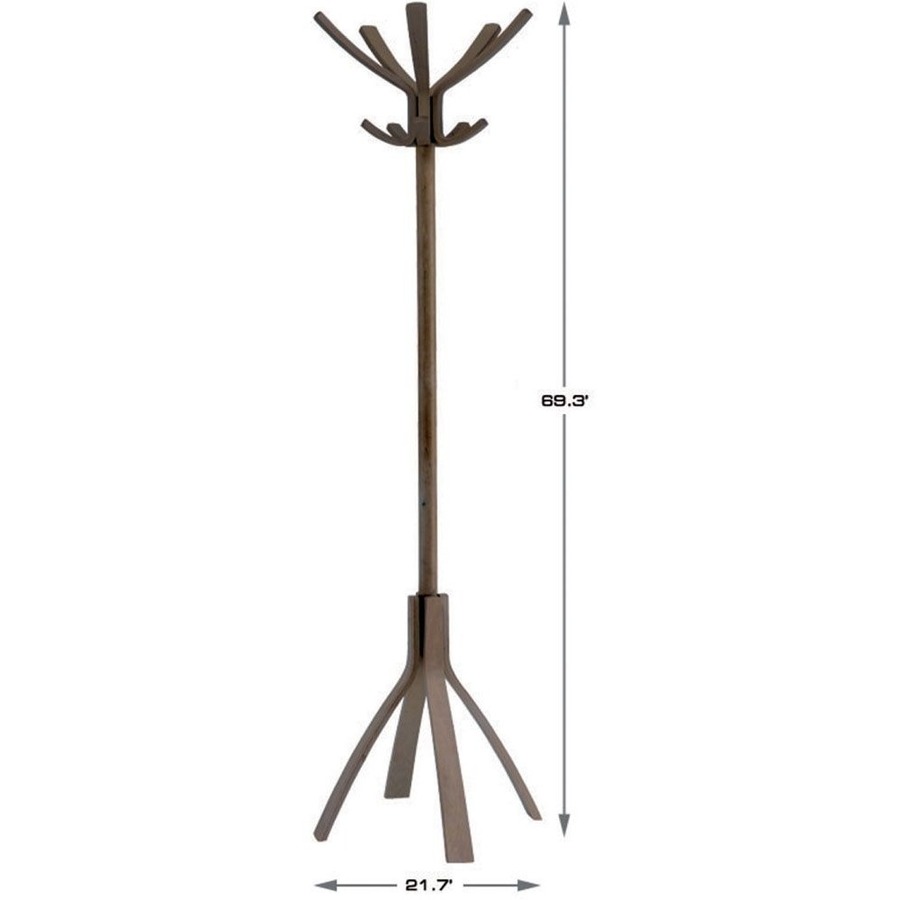 Alba High-capacity Wood Coat Stand - 5 Hooks - for Coat - Wood - 1 Each