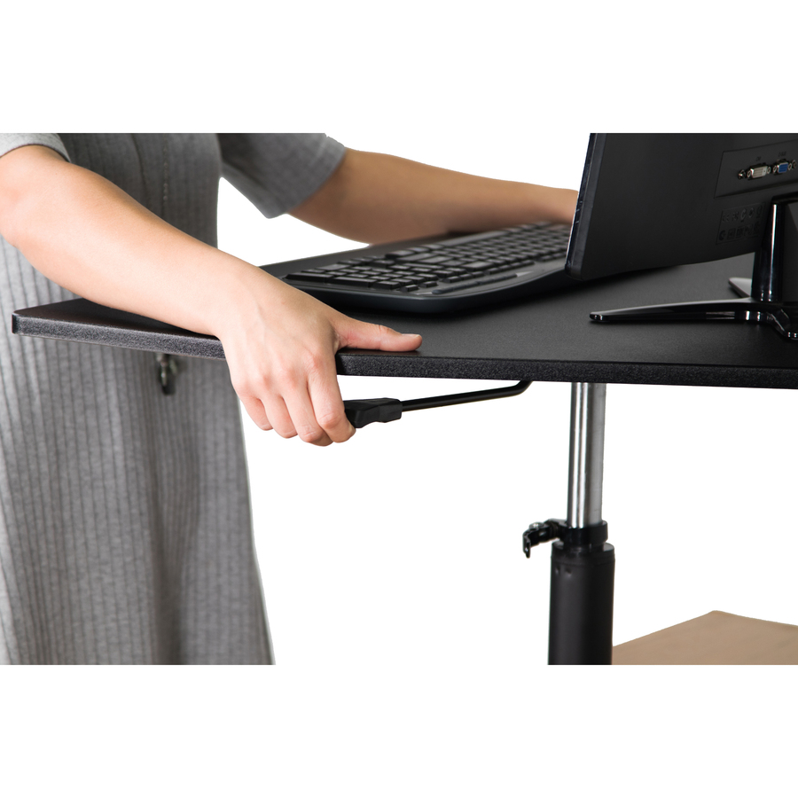 Victor High Rise Adjstble Stand-Up Desk Converter - Flat Panel Display Type Supported - 12" (304.80 mm) Height x 28" (711.20 mm) Width x 23" (584.20 mm) Depth - Desktop - Laminate - Steel, Wood - Black - Desktop Risers - VCTDC200