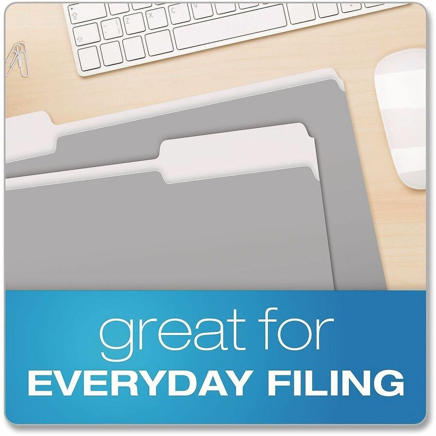 Pendaflex 1/3 Tab Cut Legal Top Tab File Folder - 8 1/2" x 14" - Internal Pocket(s) - Top Tab Location - Assorted Tab Position - 11 pt. - Gray - Acid-free, Reversible - 100 / Box