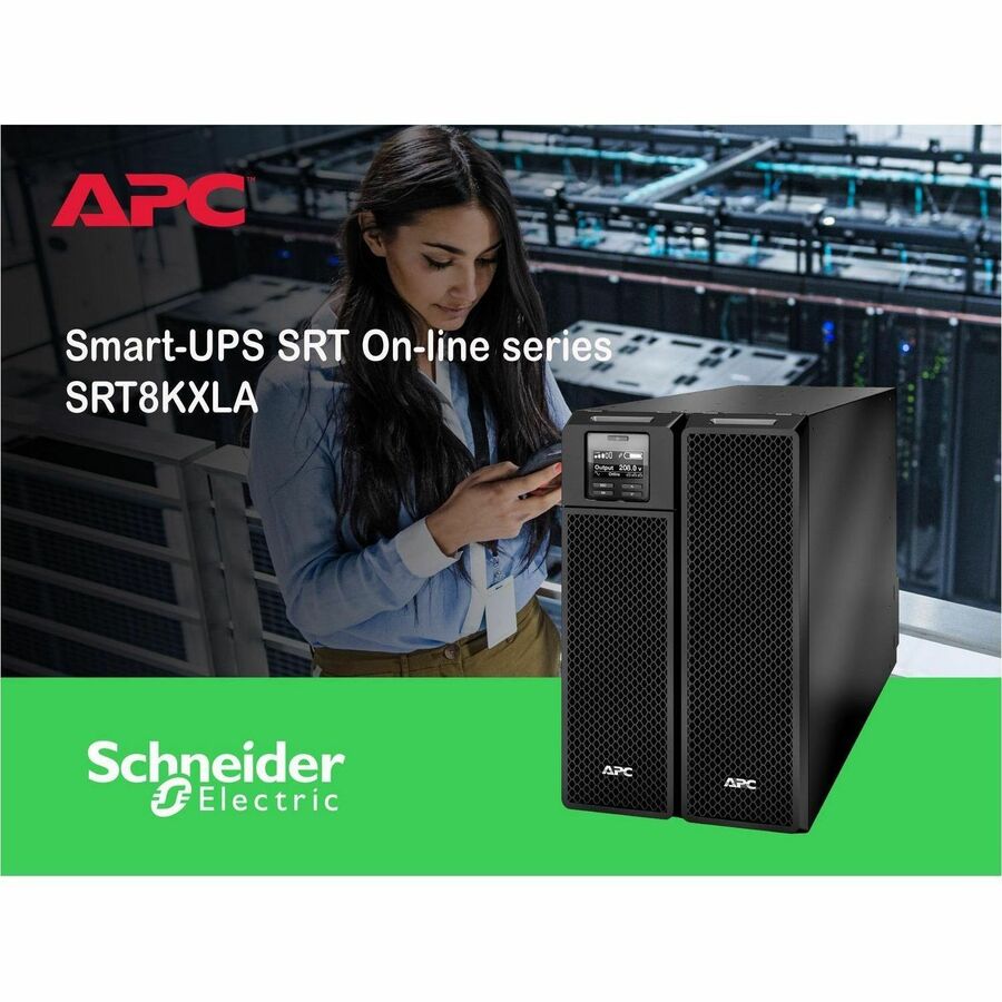 APC Smart-UPS On-Line, 8kVA/8kW, Tower, 208V, 4x L6-20R+2x L6-30R NEMA outlets, Network Card+SmartSlot, Extended runtime, W/O rail kit