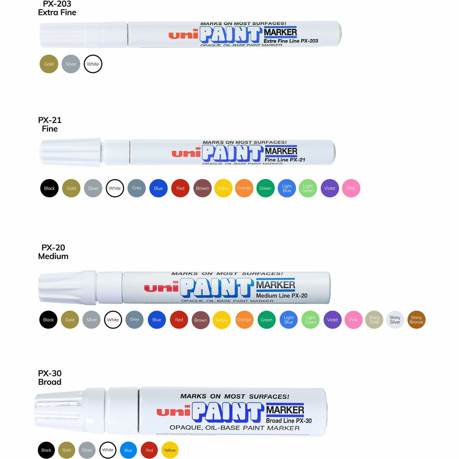 uni® uni-Paint PX-20 Oil-Based Marker - Medium Marker Point - Violet Ink - Oil Based - White Barrel - 1 Dozen