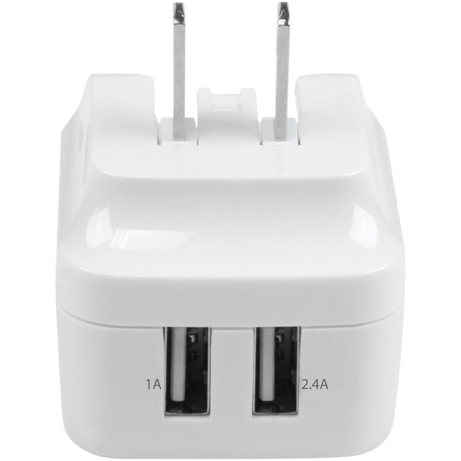 StarTech Travel USB Wall Charger - 2 Port - White - Universal Travel Adapter - International Power Adapter - USB Charger