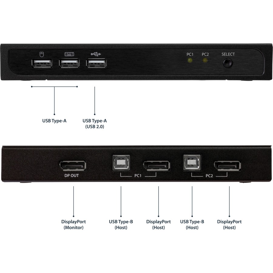 StarTech.com 2-port DisplayPort KVM Switch - USB 2.0 - 4K 30Hz