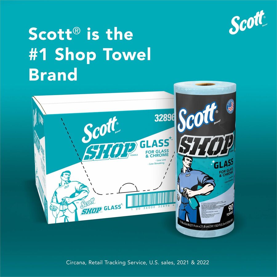 Scott Glass Cleaning Shop Towels - 90 Sheets/Roll - Blue - 1080 / Carton