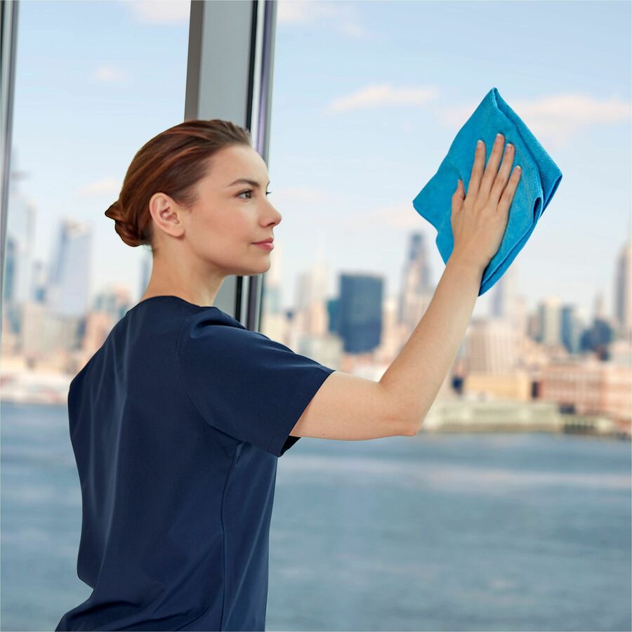 Rubbermaid Commercial HYGEN r-40 Recycled Microfiber Cloths, 16"x16" , Blue