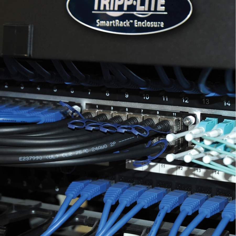 Tripp Lite by Eaton 12-Port SFP+ 10GbE Pass-through Cassette with six QSFP+ to 4xSFP+ Breakout Cables