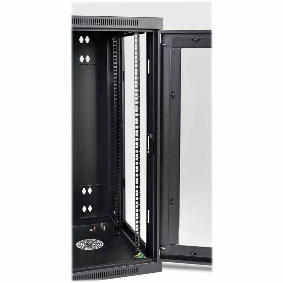 Tripp Lite by Eaton SmartRack 18U Low-Profile Switch-Depth Wall-Mount Half-Height Rack Enclosure Clear Acrylic Window Hinged Back