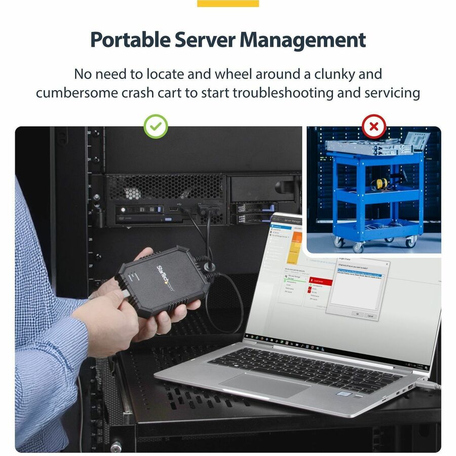 StarTech Laptop to Server KVM Console, Rugged USB Crash Cart Adapter with File Transfer and Video Capture, TAA