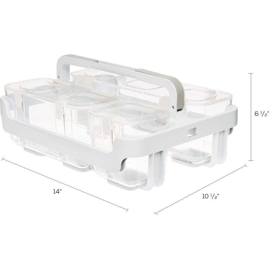 Deflecto Stackable Caddy Organizer - 6.4" Height x 14" Width x 10.1" Depth - White - Plastic - 1 Each - Storage Boxes & Containers - DEF29003