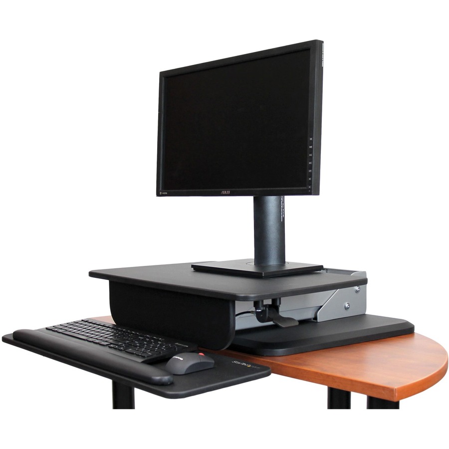 StarTech.com Height Adjustable Standing Desk Converter - Sit Stand Desk with One-finger Adjustment - Ergonomic Desk - Turn your desk into a sit-stand workspace with easy height adjustment for increased comfort and productivity - Sit-to-Stand Workstation -