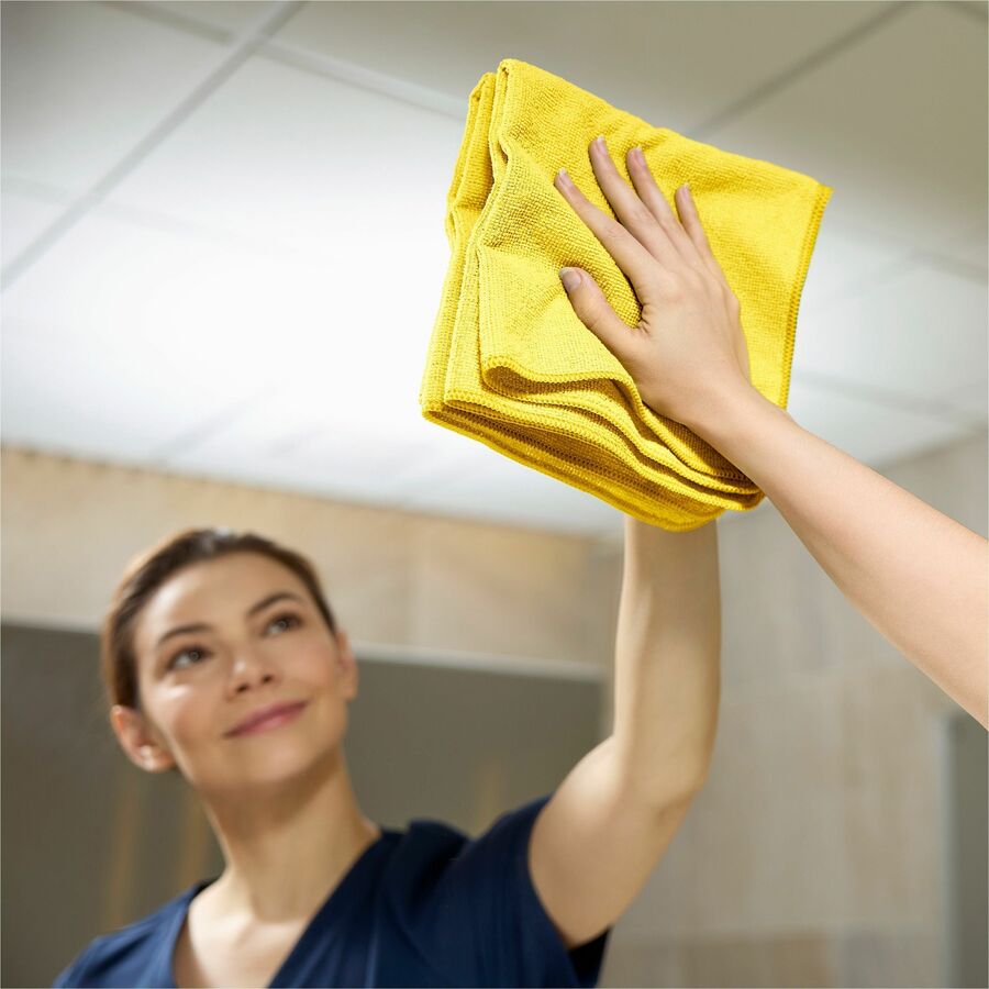 Rubbermaid Commercial HYGEN r-40 Recycled Microfiber Cloths, 16"x16" , Yellow