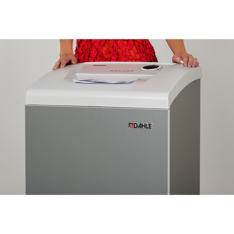 Dahle 50314 Oil-Free Paper Shredder w/Jam Protection - Non-continuous Shredder - Cross Cut - 18 Per Pass - for shredding Staples, Paper Clip, Credit Card, CD, DVD - 0.125" x 1.563" Shred Size - P-4 - 20 ft/min - 10.25" Throat - 10 Minute Run Time - 20 Min