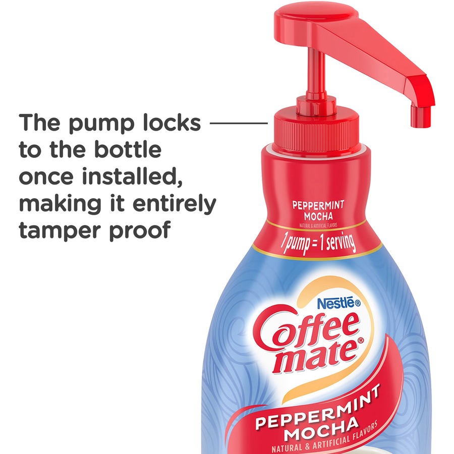 Coffee mate Creamer Pump Bottle, Gluten-Free - Peppermint Mocha Flavor - 50.72 fl oz (1.50 L) - 1Each - 300 Serving