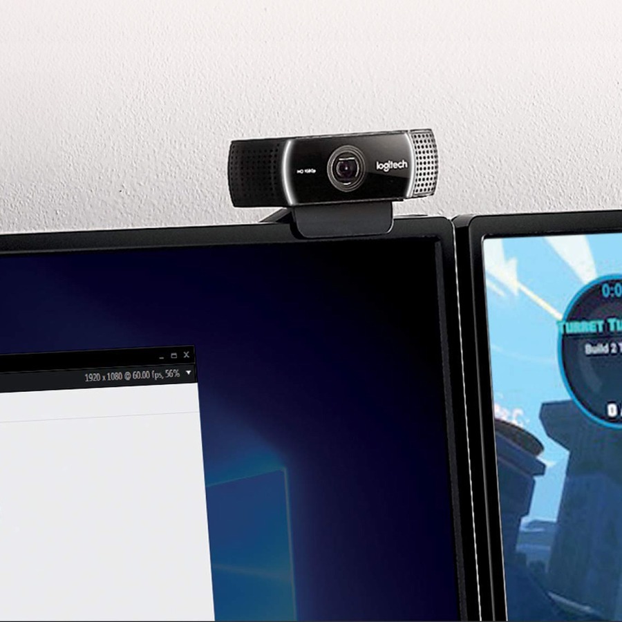 Logitech C922 Webcam - 2 Megapixel - 60 fps - USB 2.0 - 1920 x 1080 Video - Auto-focus - 78° Angle - 1.2x Digital Zoom - Microphone - Computer, Notebook, Monitor