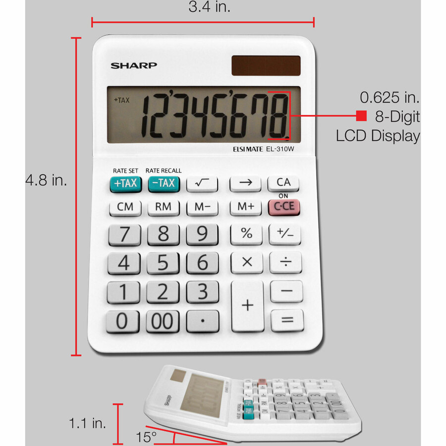Sharp EL-310WB Mini Desktop Calculator 8-Digit LCD EL310WB 
