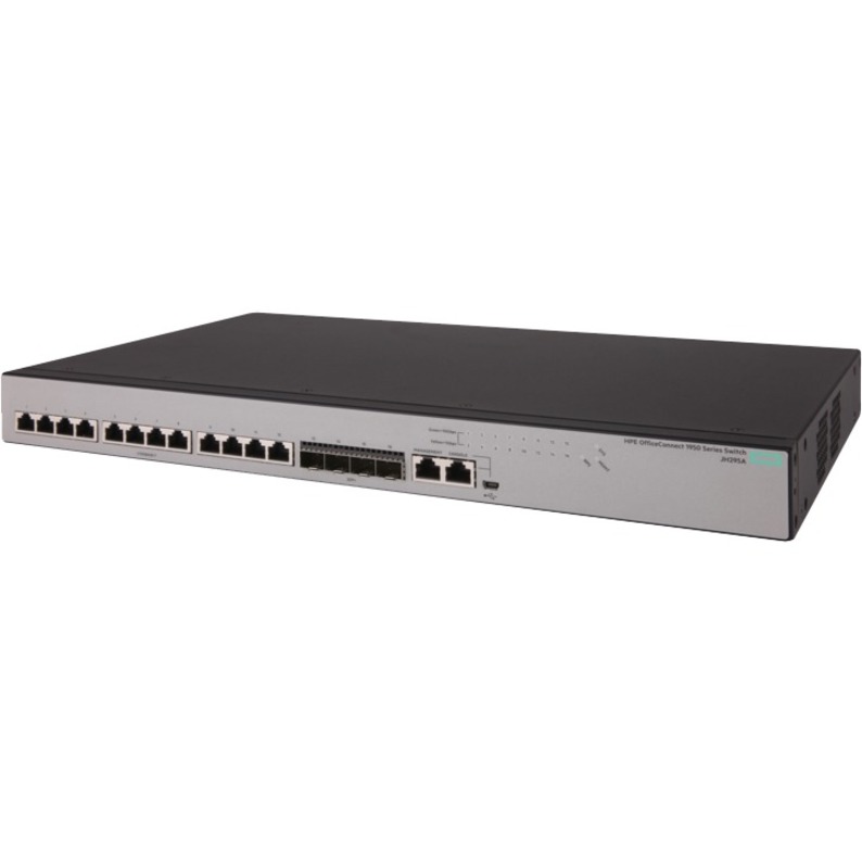 HPE 1950 12XGT 4SFP+ managed Layer 3 switch with 12 10GBase-T ports and 4 SFP+ uplinks — alternate view 3