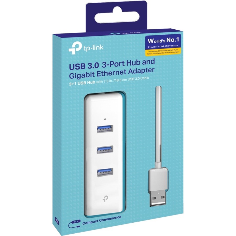 TP-Link (UE330) - USB 3.0 to Ethernet Adapter, Portable 3-port USB Hub with 1 Gigabit