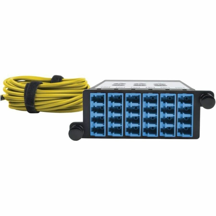 Eaton Tripp Lite Series 40/100Gb Fiber Breakout Cassette with Built-In MTP Cables, 40Gb to 4 x 10Gb, 100Gb to 4 x 25Gb, (x3) 8-Fiber Singlemode MTP/MPO to (x12) LC Duplex 9/125