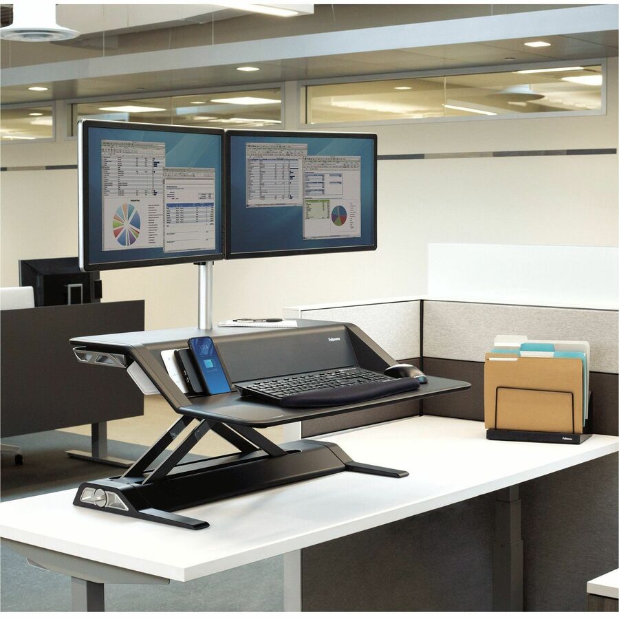 Fellowes Lotus Mounting Arm for Monitor - Silver - 2 Display(s) Supported - 27" Screen Support - 26 lb Load Capacity - 1 Each