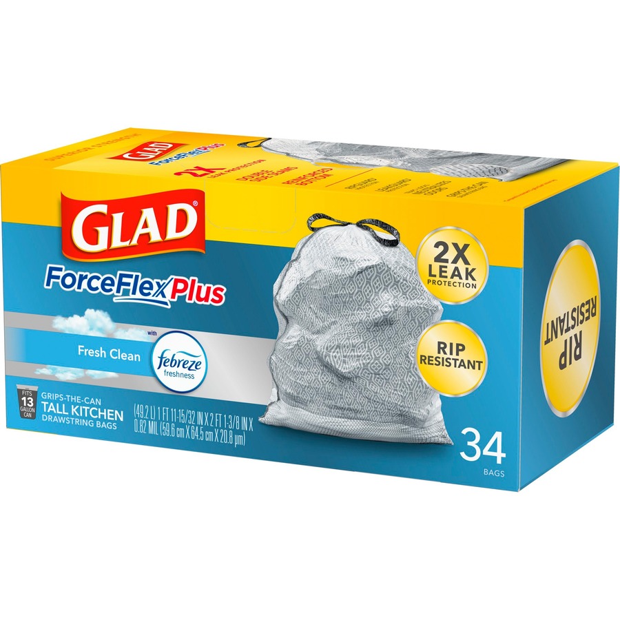 Glad ForceFlexPlus Tall Kitchen Drawstring Trash Bags