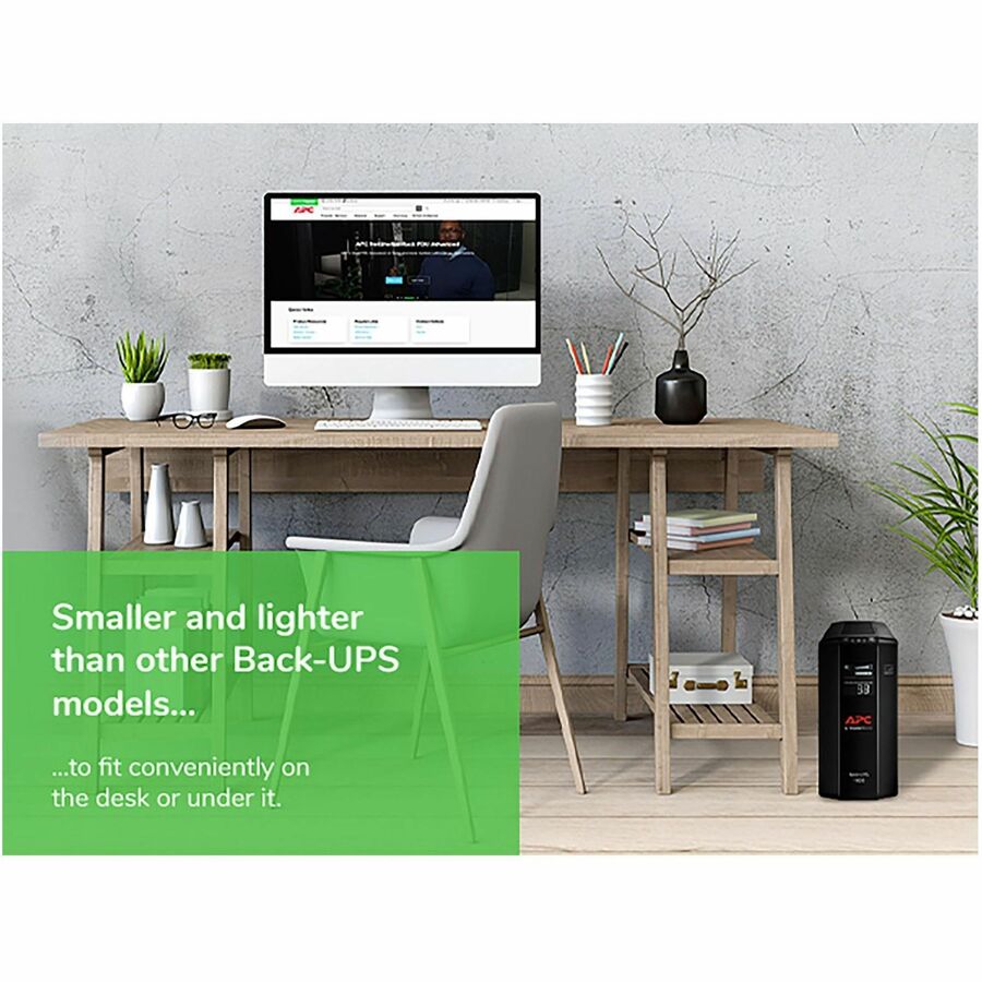 APC Back-UPS 1000, Compact Tower, 1000VA, 120V, AVR, LCD, 8 NEMA outlets (4 surge)