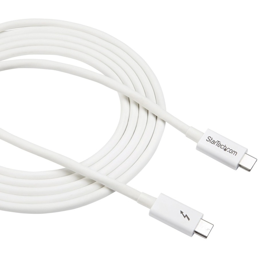 StarTech.com 2m Thunderbolt 3 Cable - 20Gbps - White - Thunderbolt / USB-C / DisplayPort Compatible - Thunderbolt 3 USB-C Cable - Provide 2x the data transfer speed of any other cable type and enable full 4K 60Hz video - Power your devices - Thunderbolt 3 = STCTBLT3MM2MW