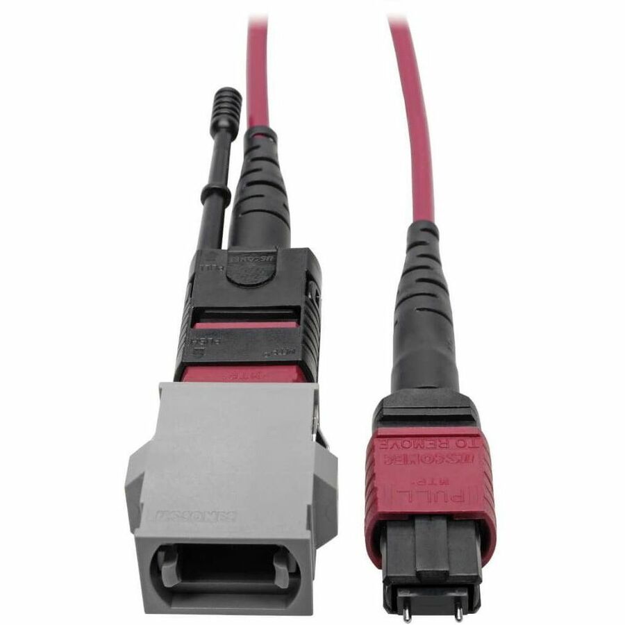 Eaton Tripp Lite Series MTP/MPO Parallel Optics Base-8 Migration Fiber Adapter, Polarity A to B, 12 Fiber, 40GB/100GB, OM4 M/F, Magenta, 8 in.
