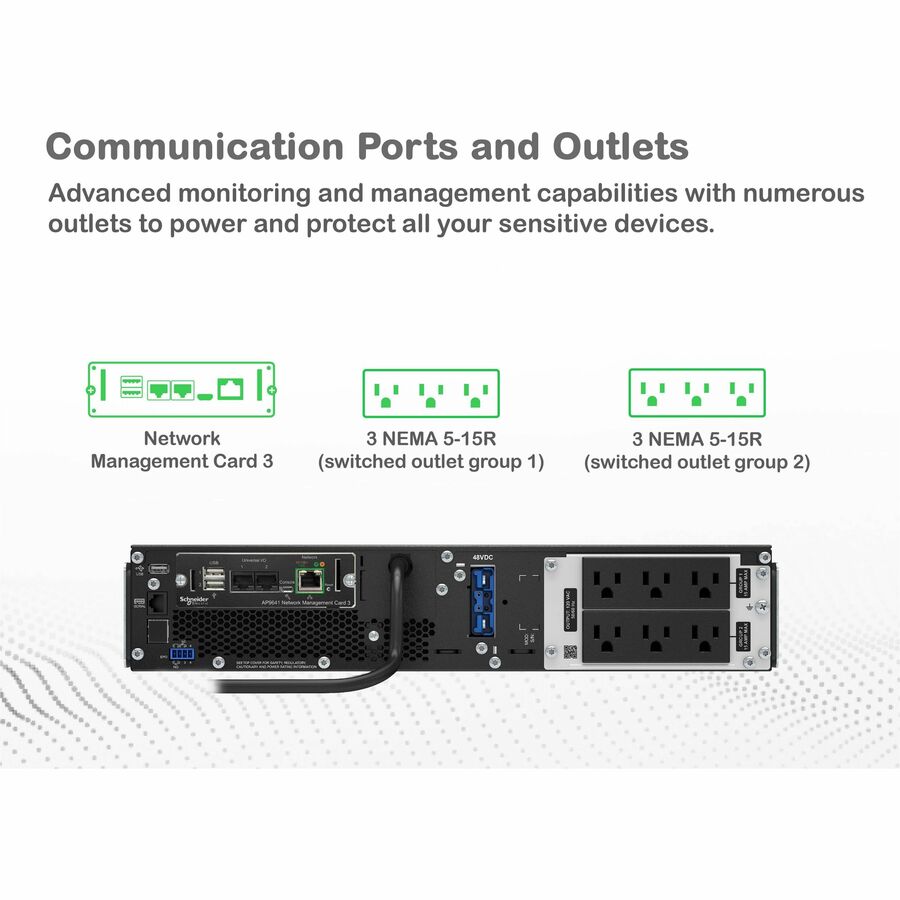 APC Smart-UPS On-Line, 1500VA, Rackmount 2U, 120V, 6x 5-15R NEMA outlets, Network Card, Extended runtime, W/ rail kit