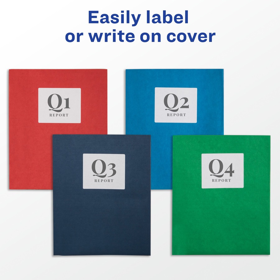 Avery® Letter Pocket Folder - 8 1/2" x 11" - 40 Sheet Capacity - 2 Internal Pocket(s) - Embossed Paper - Dark Blue - 125 / Carton