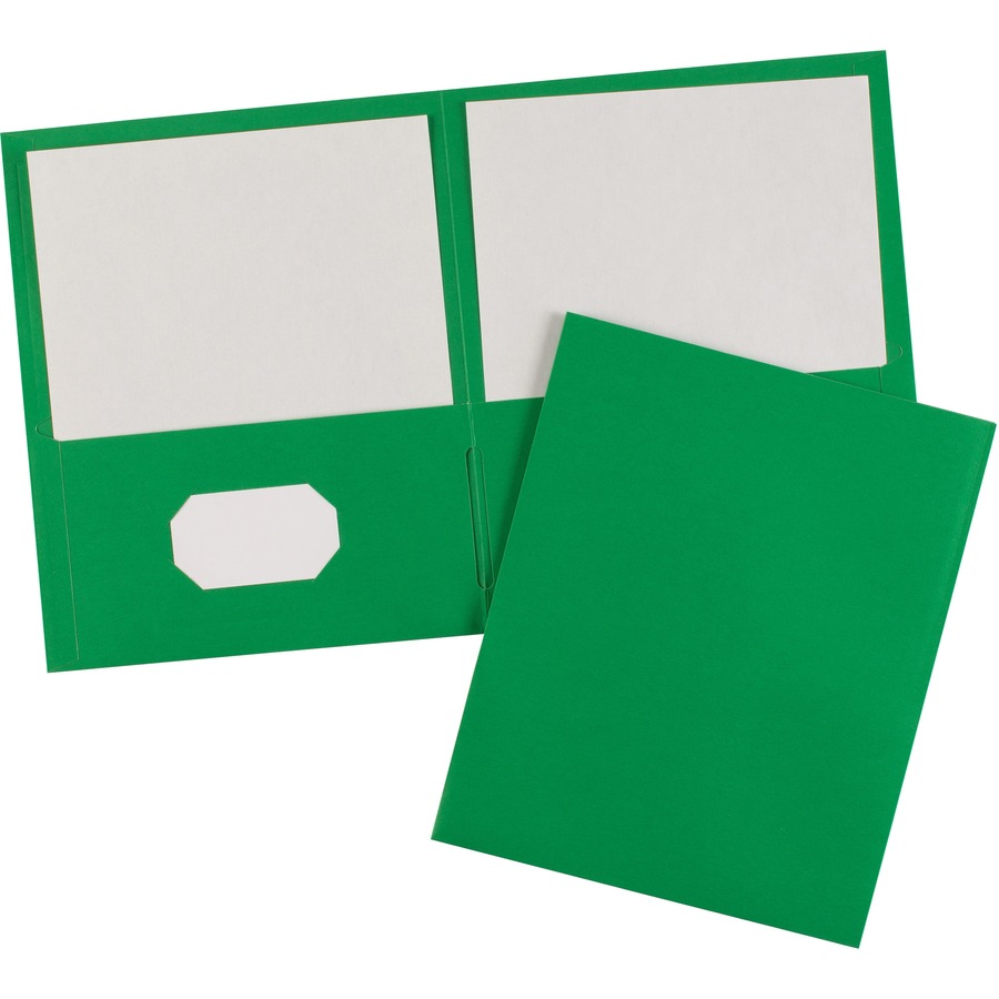 Avery® Letter Pocket Folder - 8 1/2" x 11" - 40 Sheet Capacity - 2 Internal Pocket(s) - Embossed Paper - Green - 125 / Carton
