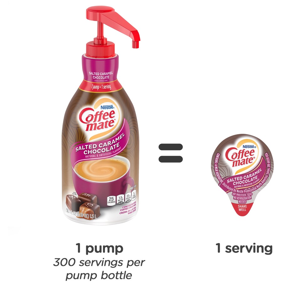 Coffee mate Salted Caramel Chocolate Liquid Coffee Creamer Pump Bottle - Salted Caramel Chocolate Flavor - 50.7 fl oz - 1 Each Bottle - 300 Serving