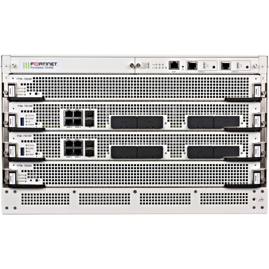FortiGate 7040E enterprise firewall hardware with 8 DC power and 5-year UTP bundle — alternate view 3