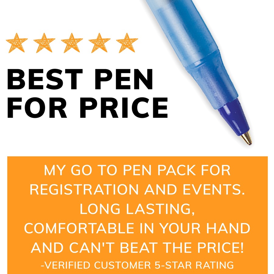 Comfort,　Bulk　Flexible　Pens,　Point　Medium　Life　Extra　Pens,　Ballpoint　for　Round　Office　Barrel　Ballpoint　Pack　Stic　No.　60-　Plus　Blue　Pens　of　(1.0mm),　Selling　Count　BIC　Writing　Round　Christie's