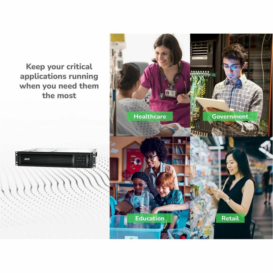 APC Smart-UPS, Line Interactive, 750VA, Rackmount 2U, 120V, 6x NEMA 5-15R outlets, SmartConnect Port+SmartSlot, AVR, LCD