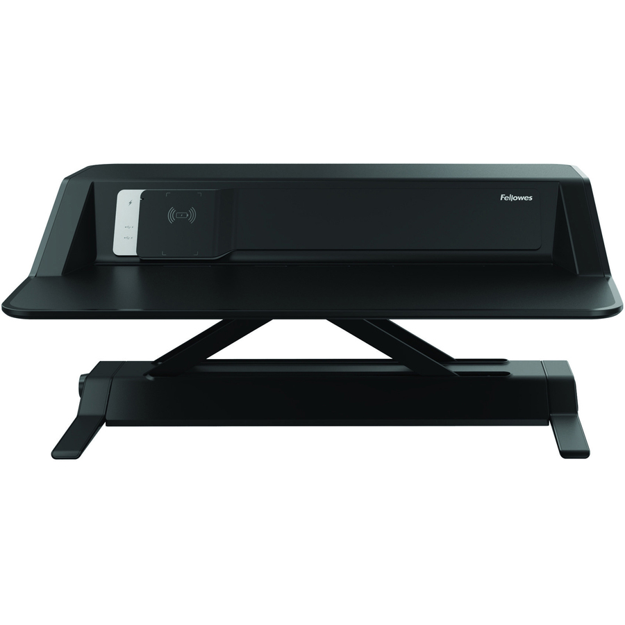 Fellowes Lotus™ DX Sit-Stand Workstation - Black - 35 lb Load Capacity - 5.5" Height x 32.8" Width x 24.3" Depth - Black - Antimicrobial