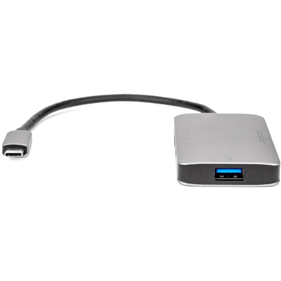 Rocstor Premium USB-C to HDMI Multiport Adapter - USB-C to HDMI/USB-C (3.1)/USB 3.0 for Audio/Video Device, Notebook, TV, Monitor, Projector, MacBook, MacBook Pro, Chromebook, iMac, Mac mini - 8" - 1 x USB-C Male to 1 x HDMI Female Digital Audio/Video - 1 x USB-C (3.1 Gen1 5Gbps), Female, 1 x USB 3.0 Type-A Female - Metal Silver - Mac & PC Compatible - USB-C TO HDMI/USB 3.0/USB-C 3IN1 ADAPTER